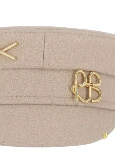Ruslan Baginskiy Casual Flat Top Hat With Gold-tone Embellishments
