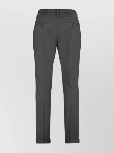 Dondup Cuffed Hem Stretch Cotton Trousers In Gray