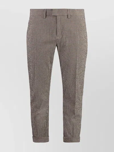 Dondup Cotton Trousers With Belt Loops And Cuffed Hem In Brown