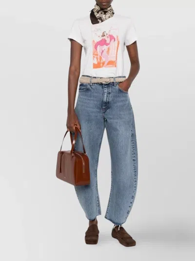 Frame Bubble Crop High Waist Wide-leg Jeans