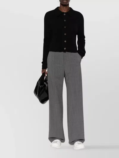 Our Legacy Alpaca Wool Blend Knit Polo Top In Black