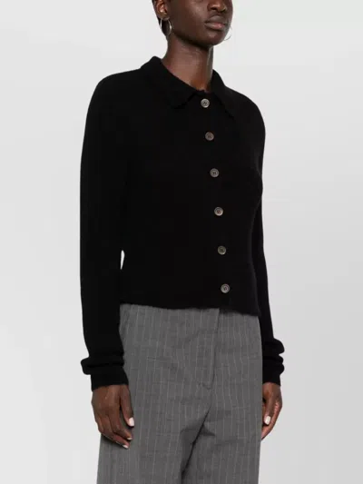 Our Legacy Alpaca Wool Blend Knit Polo Top In Black