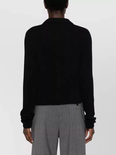 Our Legacy Alpaca Wool Blend Knit Polo Top In Black