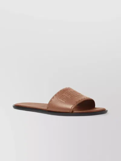 Fendi Wide Band Leather Slides