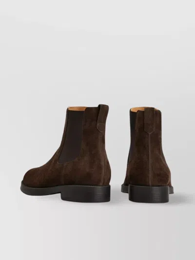 Tod's Round Toe Suede Chelsea Boots With Elastic Side Panels