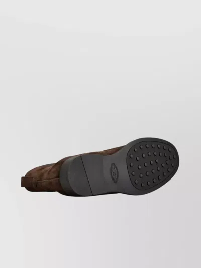 Tod's Round Toe Suede Chelsea Boots With Elastic Side Panels