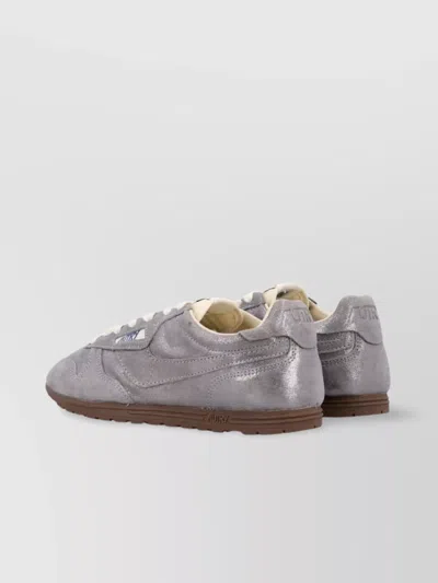 Autry Suede Sneakers With Metallic Finish And Flat Sole