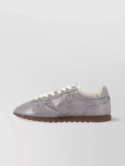 Autry Suede Sneakers With Metallic Finish And Flat Sole