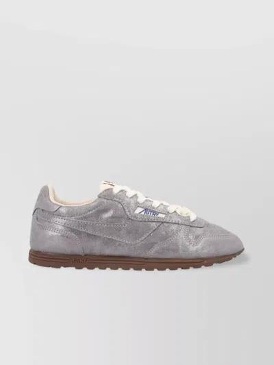 Autry Suede Sneakers With Metallic Finish And Flat Sole