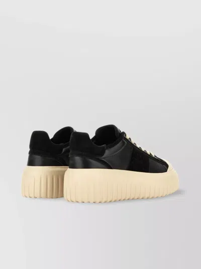 Hogan Leather And Suede Sneakers With Contrasting Sole