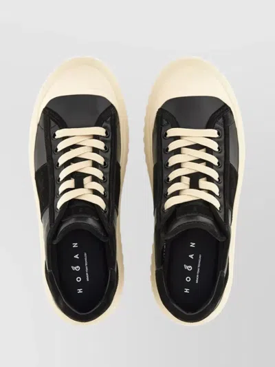 Hogan Leather And Suede Sneakers With Contrasting Sole