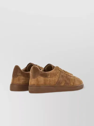 Hogan Cool Crocodile Effect Suede Sneakers