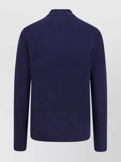 Polo Ralph Lauren Ribbed Cuff Wool Cardigan With Welt Pockets In Blue