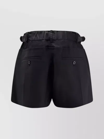 Sacai Front Pleats Wool Blend Shorts