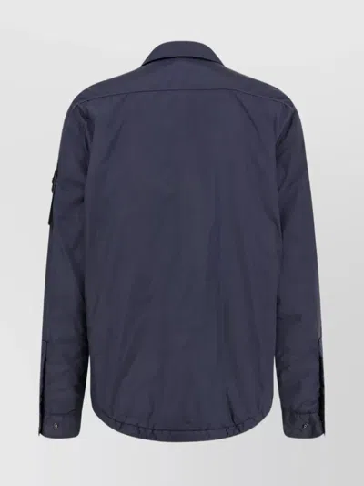 Stone Island Recycled Nylon Jacket Featuring Removable Patch In Blue