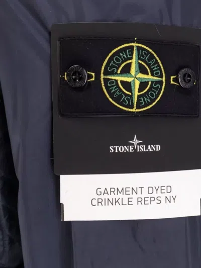 Stone Island Recycled Nylon Jacket Featuring Removable Patch In Blue