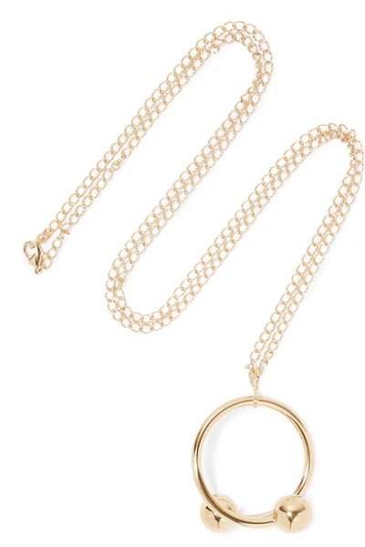 Jw Anderson Double Ball Pendant Necklace In Gold In Metallic