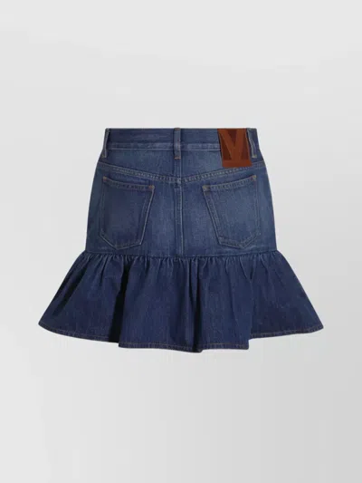 Valentino Ruffled Hem Skirt With Pockets And Belt Loops In Blue