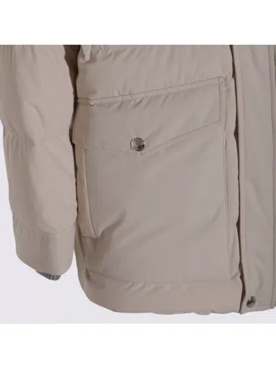 Brunello Cucinelli Knit Insert Down Jacket Puffer Jackets Beige In Neutral