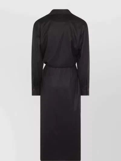 Brunello Cucinelli Wrap-effect Midi Shirt Dress In Black