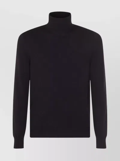 Malo Ribbed Turtleneck Sweater Long Sleeves In Black