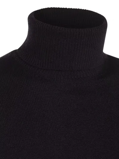 Malo Ribbed Turtleneck Sweater Long Sleeves In Black