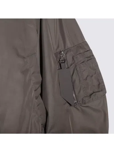 Attico Ribbed Long Sleeve Jacket With Zipper Pocket In Green