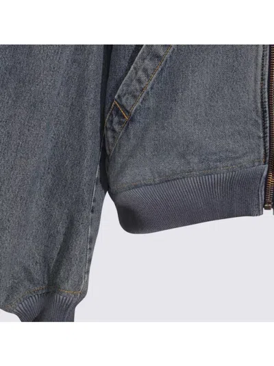 Attico Hooded Ribbed Cuffs Hem Jacket In Blue