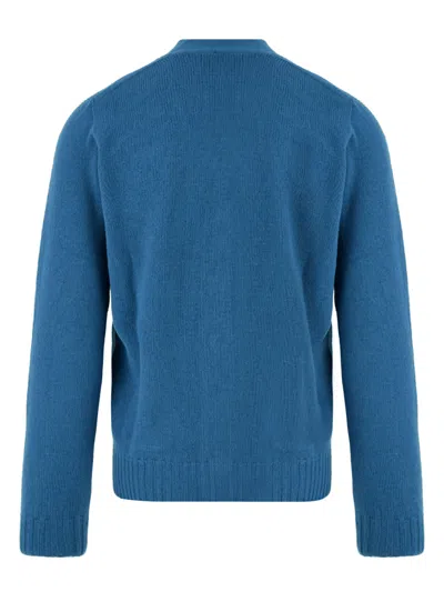 Drumohr Man Cardigan Turquoise Size 44 Lambswool In Blue