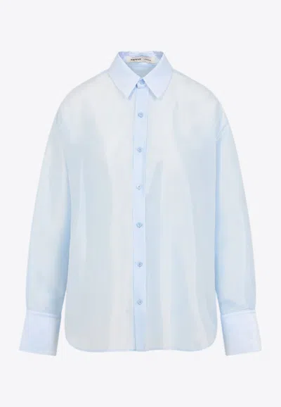 Carven Logo Embroidered Buttoned Shirt In Blue