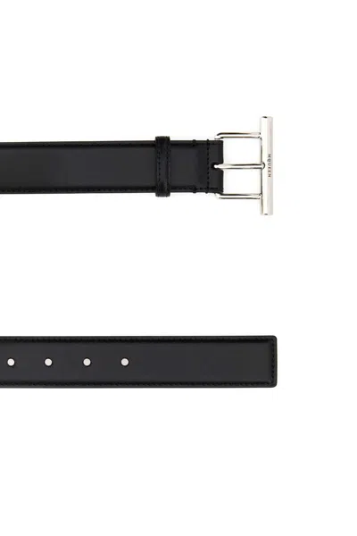 Alexander Mcqueen Silvertone Cross-bar Leather Wide Sling Belt In Black