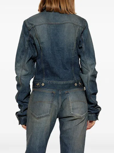 Balenciaga Fitted Denim Jacket Chest Pockets In Blue