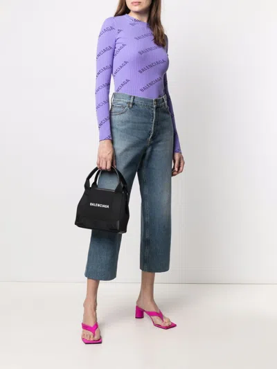 Balenciaga Women Navy Cabas Xs Canvas Tote Bag
