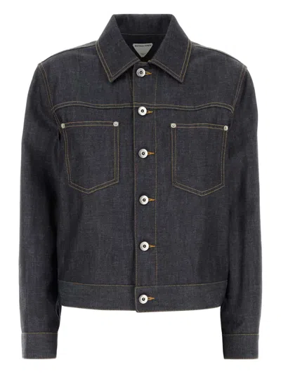 Bottega Veneta Denim Jacket Collared Chest Pockets In Blue