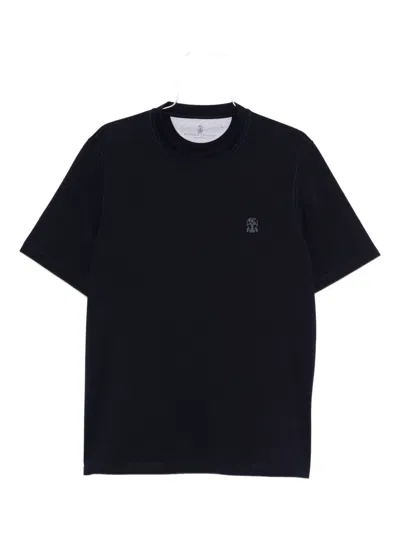Brunello Cucinelli Cotton Jersey Crew Neck T-shirt With Logo Clothing In Black