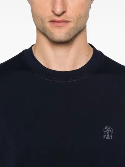 Brunello Cucinelli Cotton Jersey Crew Neck T-shirt With Logo Clothing In Black