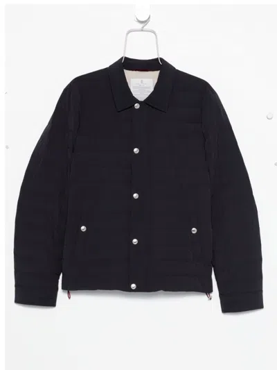 Brunello Cucinelli Dark Blue Nylon Short Jacket In Black
