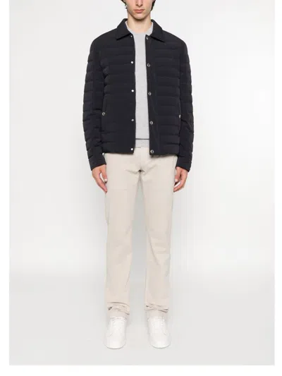Brunello Cucinelli Dark Blue Nylon Short Jacket In Black