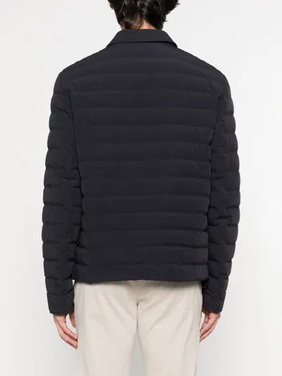 Brunello Cucinelli Dark Blue Nylon Short Jacket In Black