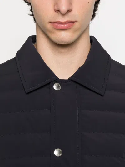 Brunello Cucinelli Dark Blue Nylon Short Jacket In Black