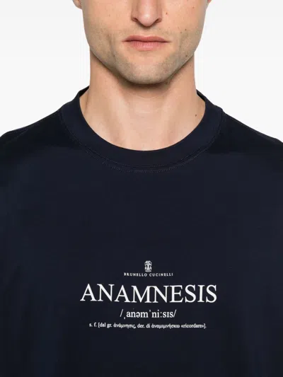 Brunello Cucinelli Cotton Crew Neck T-shirt With Graphic Print In Black
