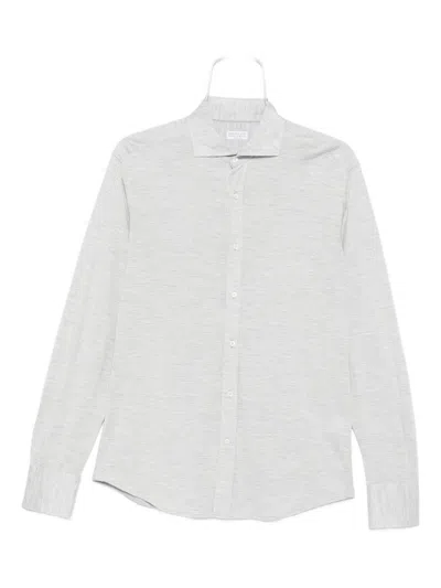 Brunello Cucinelli Men Silk And Cotton Blend Shirt In White