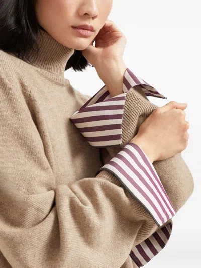 Brunello Cucinelli Light Brown Cashmere Turtle-neck Sweater In Neutral