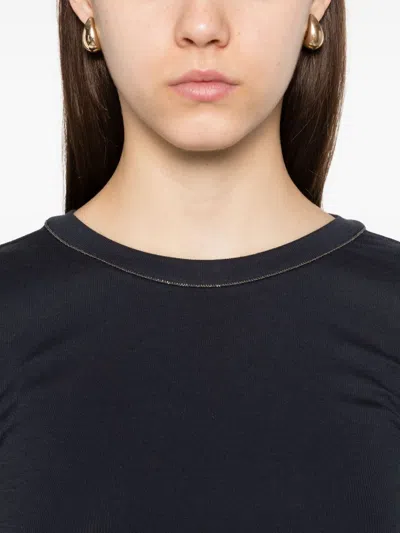 Brunello Cucinelli Embellished Crewneck Sweater With Keyhole Detail In Black