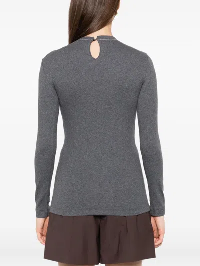 Brunello Cucinelli Cotton Crewneck Sweater Featuring Keyhole Detail