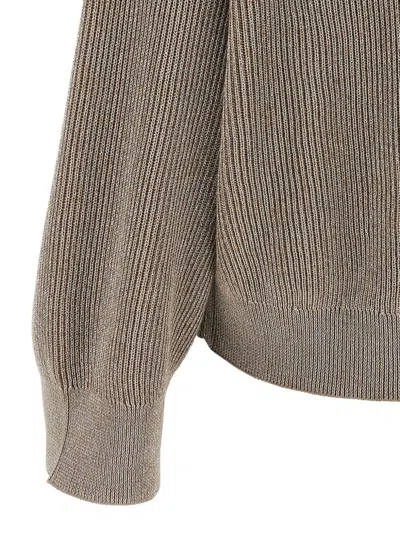 Brunello Cucinelli Ribbed Crewneck Cotton Sweater With Dropped Shoulders