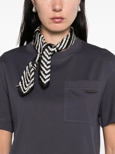 Brunello Cucinelli Crew Neck Cotton T-shirt With Patch Pocket In Gray