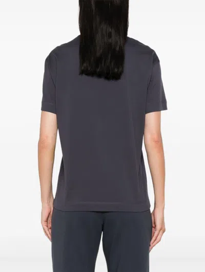 Brunello Cucinelli Crew Neck Cotton T-shirt With Patch Pocket In Gray