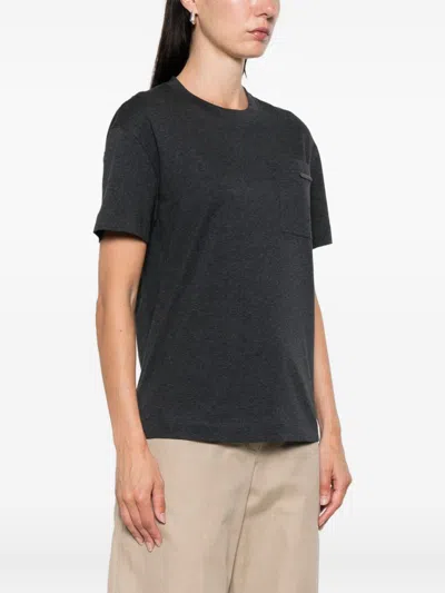 Brunello Cucinelli Cotton Crew Neck T-shirt With Patch Pocket In Gray