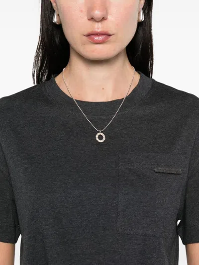 Brunello Cucinelli Cotton Crew Neck T-shirt With Patch Pocket In Gray